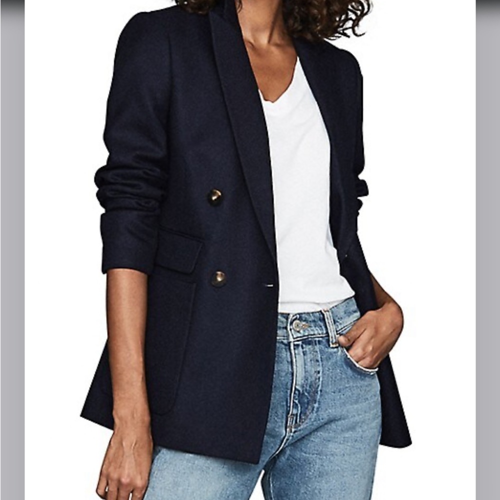 NWOT Reiss Larsson Double Breasted Jacket Navy Size 8